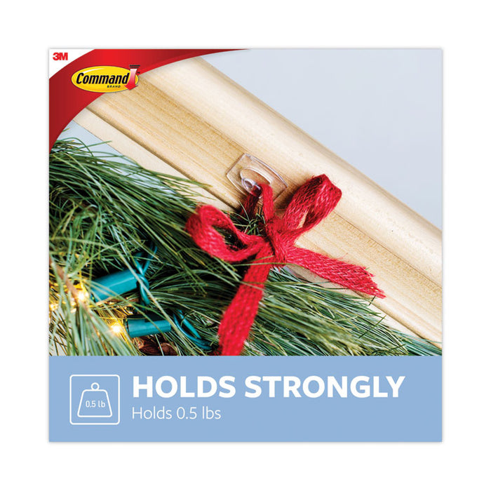 Mini Clear Hooks, Plastic, Supports 0.5 lb, 18/Pack