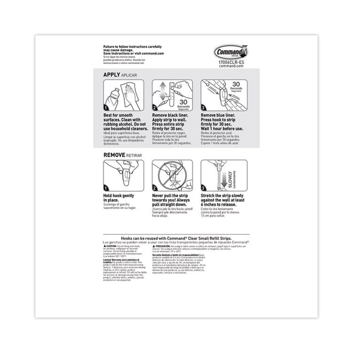 Mini Clear Hooks, Plastic, Supports 0.5 lb, 18/Pack