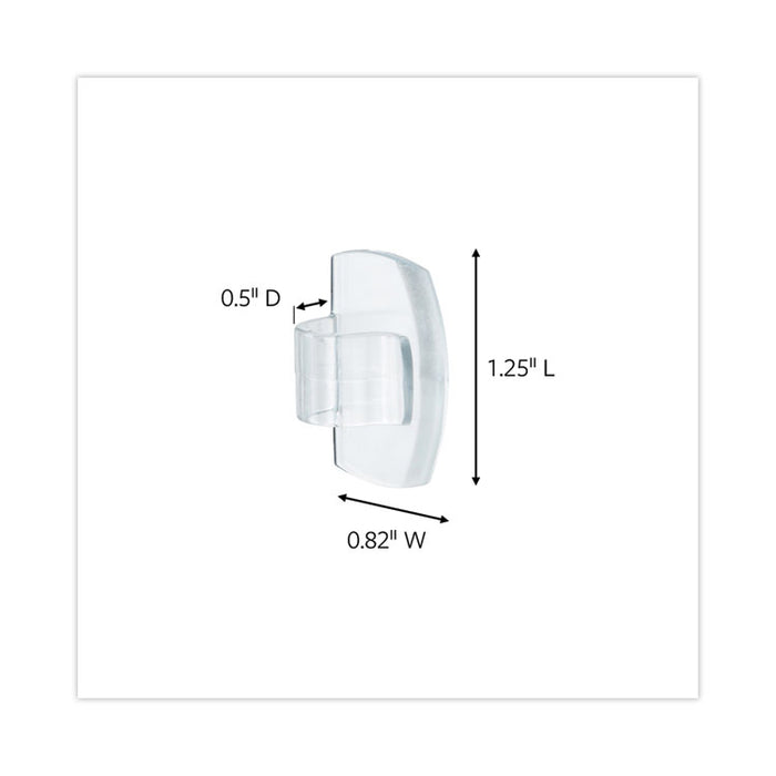 Cord Clip with Adhesive, Round, 0.75"w, Clear, 10/Pack