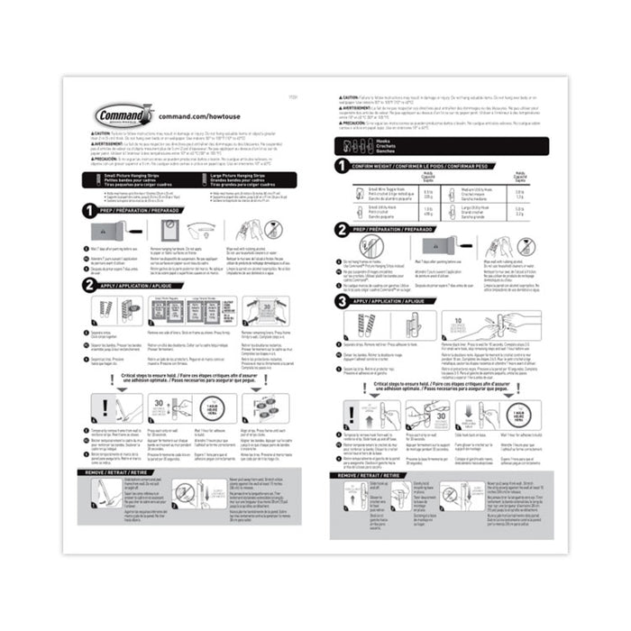 General Purpose Hooks, Variety Pack, Assorted Sizes, Plastic, White, 0.5, 1, 3, 5, 16 lb Capacities, 54 Pieces/Pack