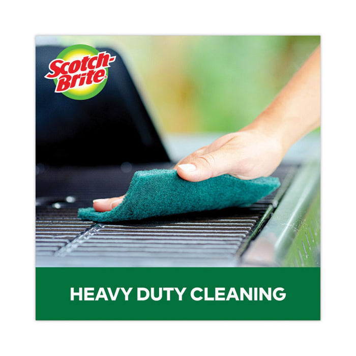 Heavy-Duty Scouring Pad, 3.8 x 6, Green, 10/Carton
