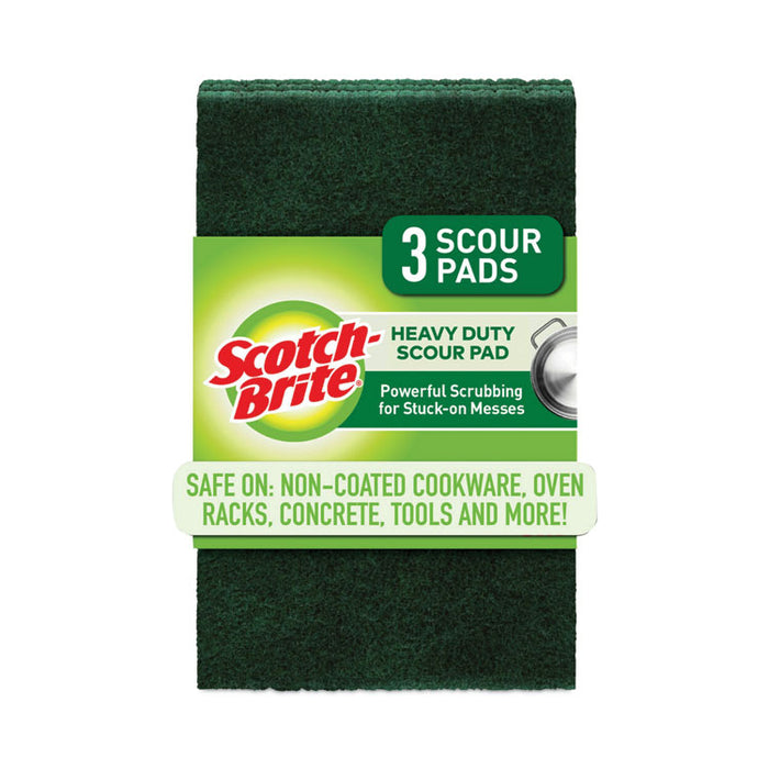 Heavy-Duty Scouring Pad, 3.8 x 6, Green, 10/Carton