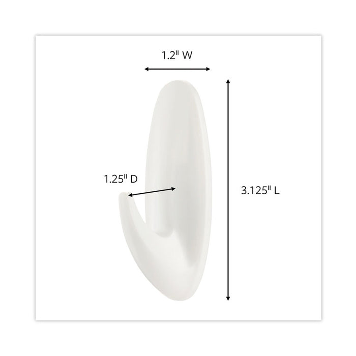 Designer Hooks, Medium, Plastic, White, 3 lb Capacity, 6 Hooks and 12 Strips/Pack