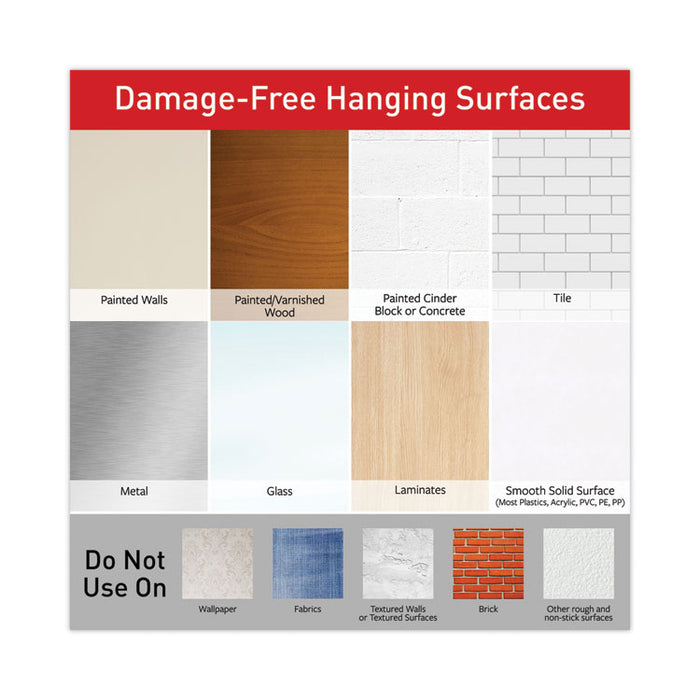 Adhesive Mount Metal Hook, Large, Brushed Nickel Finish, 5 lb Capacity, 2 Hooks and 4 Strips/Pack