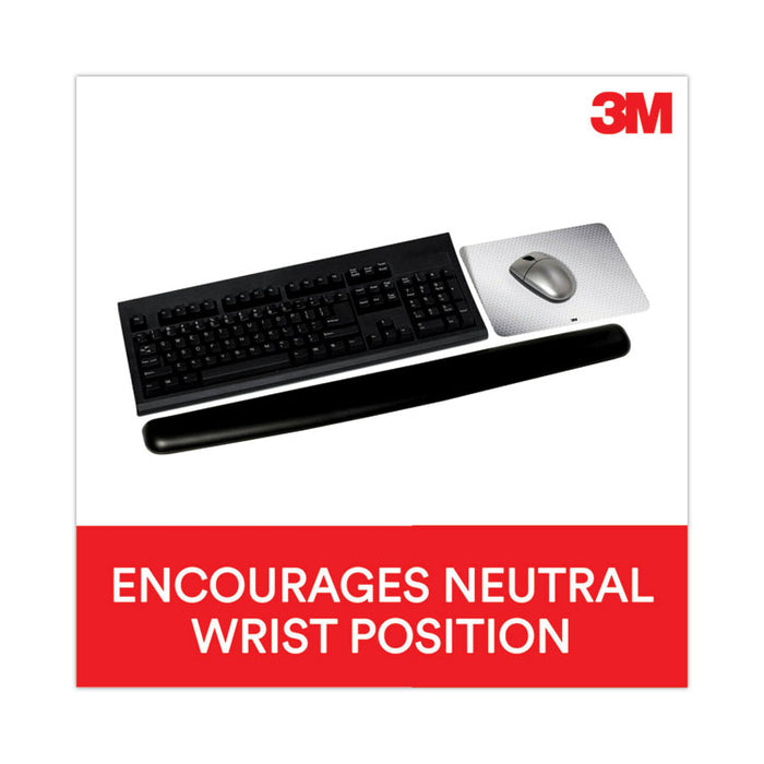 Antimicrobial Gel Thin Keyboard Wrist Rest, Extended Length, 25 x 2.5, Black