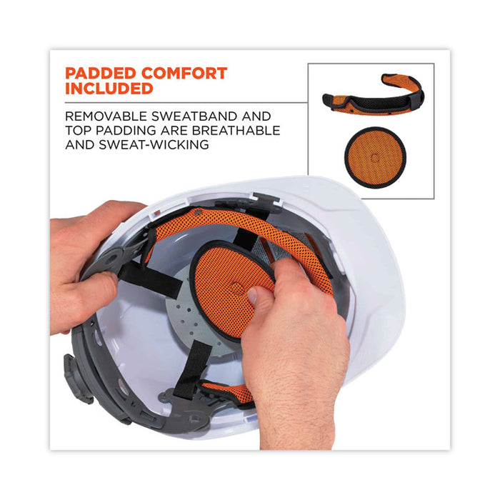 Skullerz 8972 Class C Hard Hat Cap Style, Vented, 4-Point Standard Ratchet Suspension, One Size Fits Most (6.5 to 8), Orange