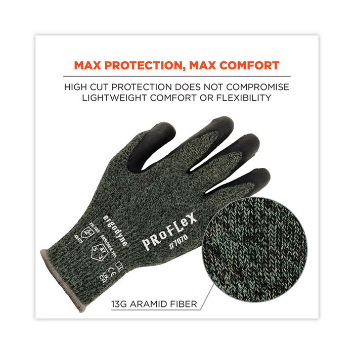 ProFlex 7070 ANSI A7 Nitrile Coated CR Gloves, EN388: 4X42F, 9" Long, Large, Green, 12 Pairs