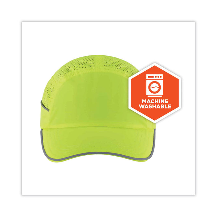 Skullerz 8955 Lightweight Bump Cap Hat, Long Front Brim, XXX-Small to Large (Up to 7.5), 0.01" Insert, Lime