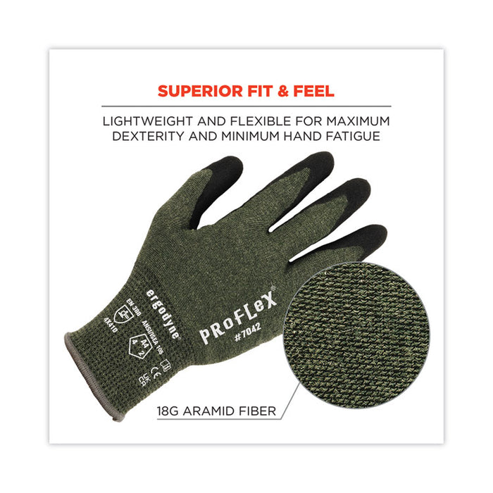 ProFlex 7042 ANSI A4 Nitrile-Coated CR Gloves, EN388: 4X41D, 9" Long, X-Large, Green, Pair