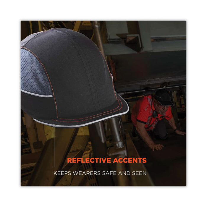 Skullerz 8950 Bump Cap, Micro Front Brim, XXX-Small to Large (Up to 7.5), 0.01" Insert, Black