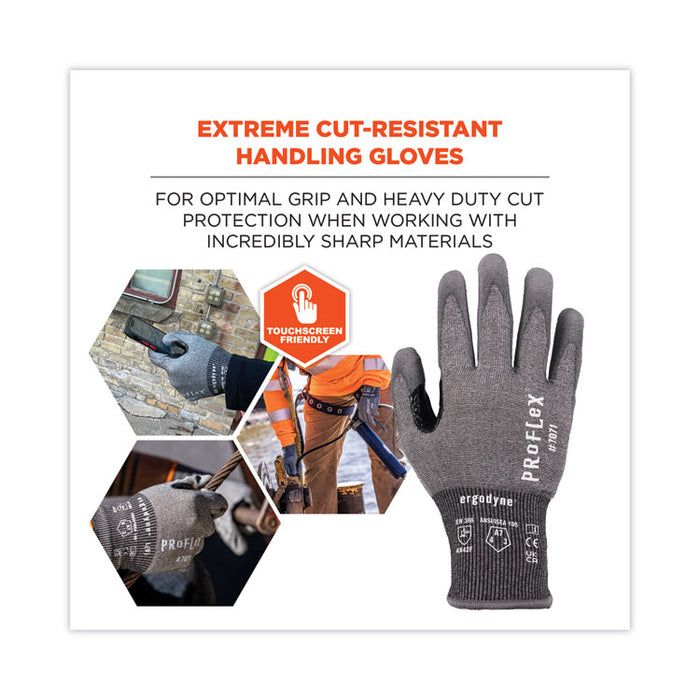 ProFlex 7071 ANSI A7 PU Coated CR Gloves, EN388: 4X42F, 9" Long, Large, Gray, 12 Pairs