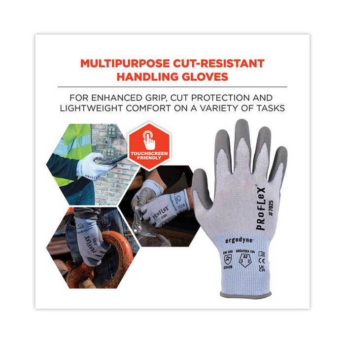 ProFlex 7025 ANSI A2 PU Coated CR Gloves, EN388: 2X42B, 9" Long, Large, Blue, 12 Pairs