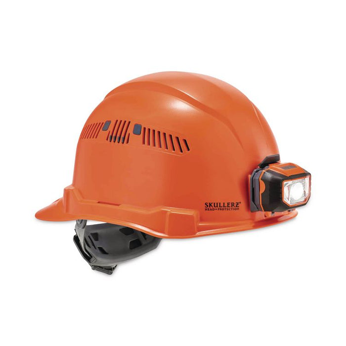 Skullerz 8972LED Class C Hard Hat Cap Style with LED Light, Vented, 4-Point Ratchet, One Size Fits Most (6.5 to 8), Orange