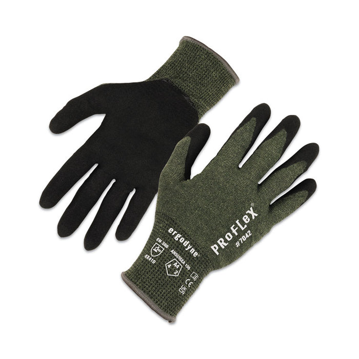 ProFlex 7042 ANSI A4 Nitrile-Coated CR Gloves, EN388: 4X41D, 9" Long, Medium, Green, 12 Pairs