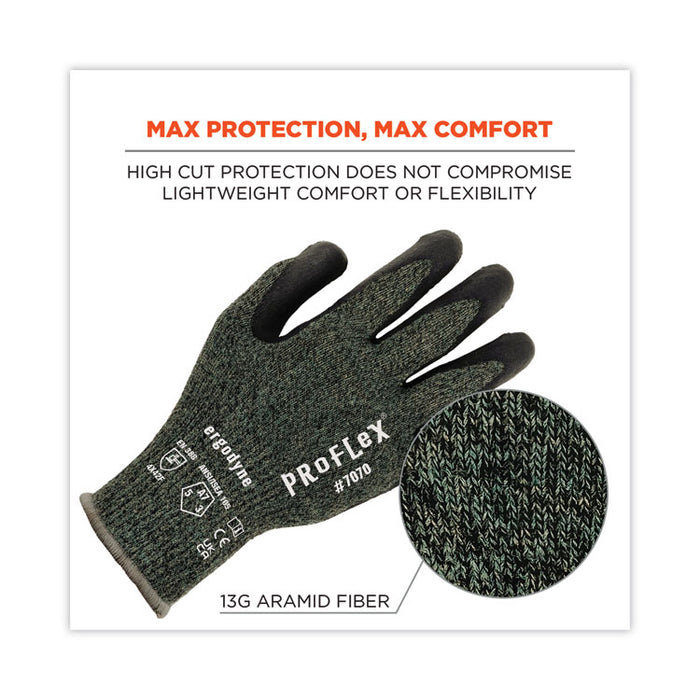 ProFlex 7070 ANSI A7 Nitrile Coated CR Gloves, EN388: 4X42F, 9" Long, Medium, Green, 12 Pairs