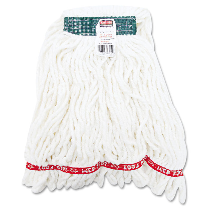 Web Foot Shrinkless Looped-End Wet Mop Head, Cotton/Synthetic, Medium, White, 6/Carton