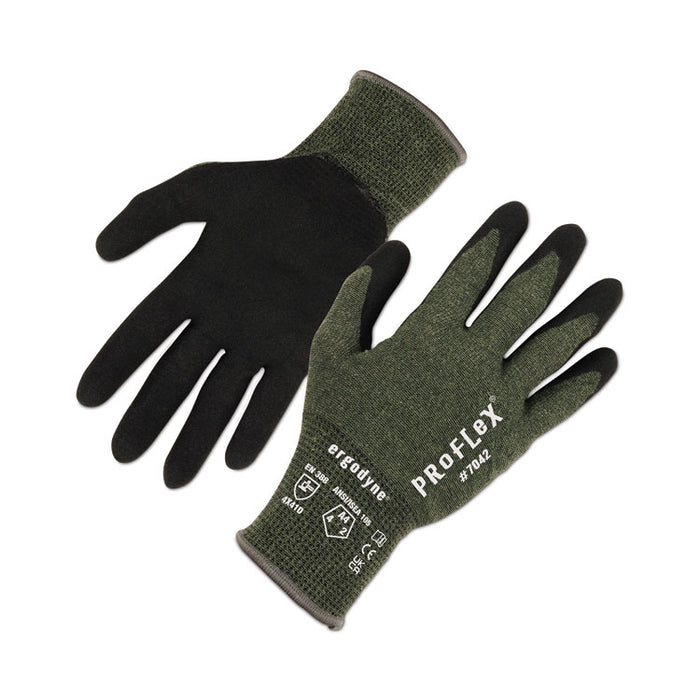 ProFlex 7042 ANSI A4 Nitrile-Coated CR Gloves, EN388: 4X41D, 9" Long, XX-Large, Green, 12 Pairs