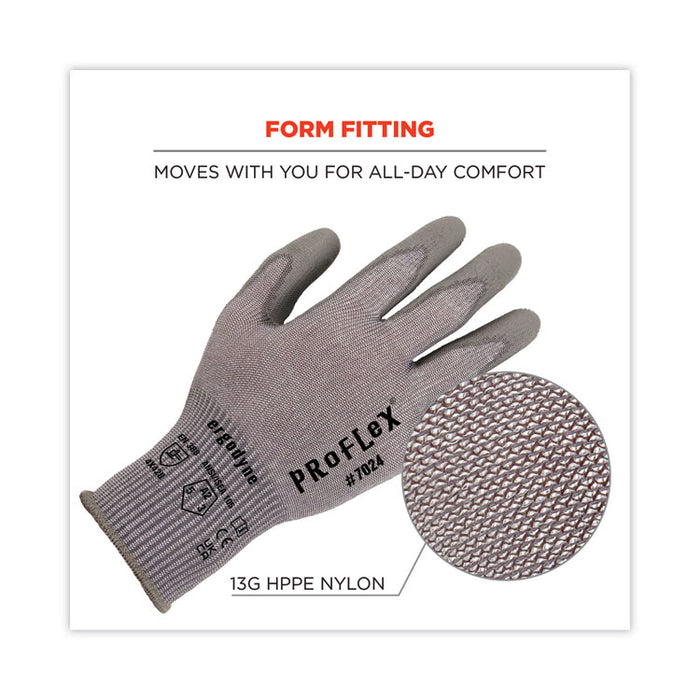ProFlex 7024 ANSI A2 PU Coated CR Gloves, EN388: 4X42B, 9" Long, X-Large, Gray, Pair