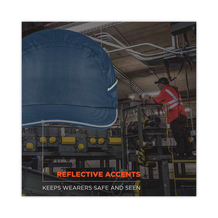 Skullerz 8955 Lightweight Bump Cap Hat, Short Front Brim, XXX-Small to Large (Up to 7.5), 0.01" Insert, Navy