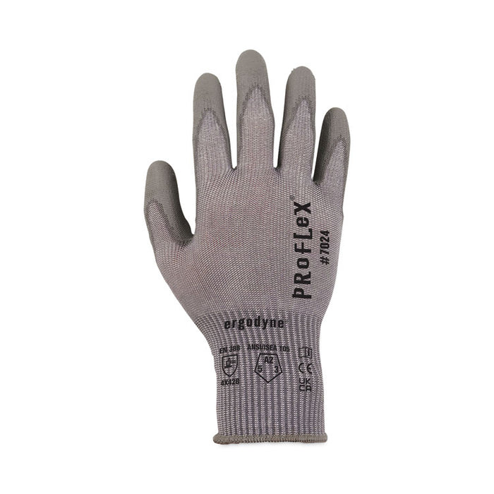 ProFlex 7024 ANSI A2 PU Coated CR Gloves, EN388: 4X42B, 9" Long, XX-Large, Gray, 12 Pairs