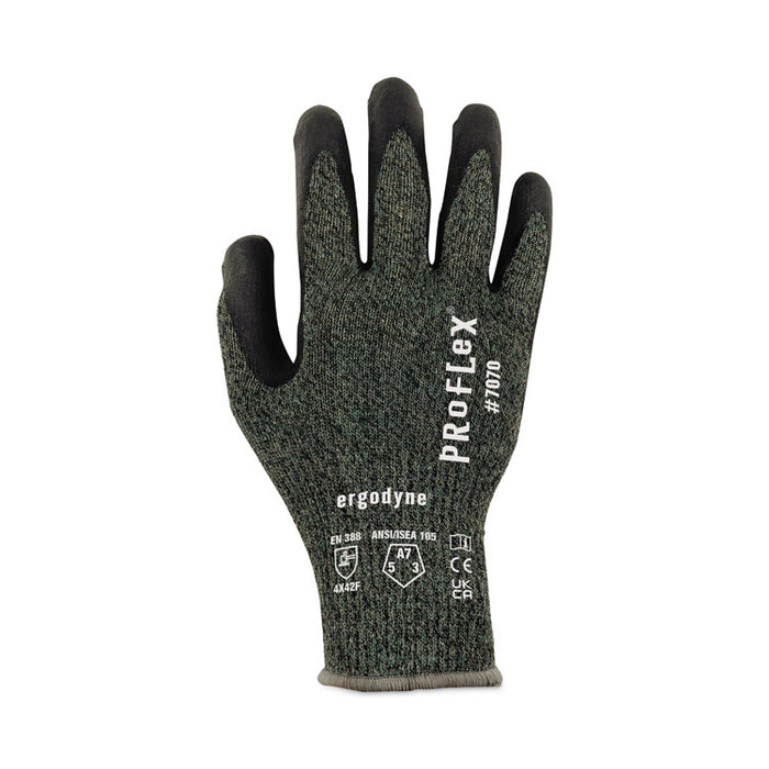 ProFlex 7070 ANSI A7 Nitrile Coated CR Gloves, EN388: 4X42F, 9" Long, X-Large, Green, Pair