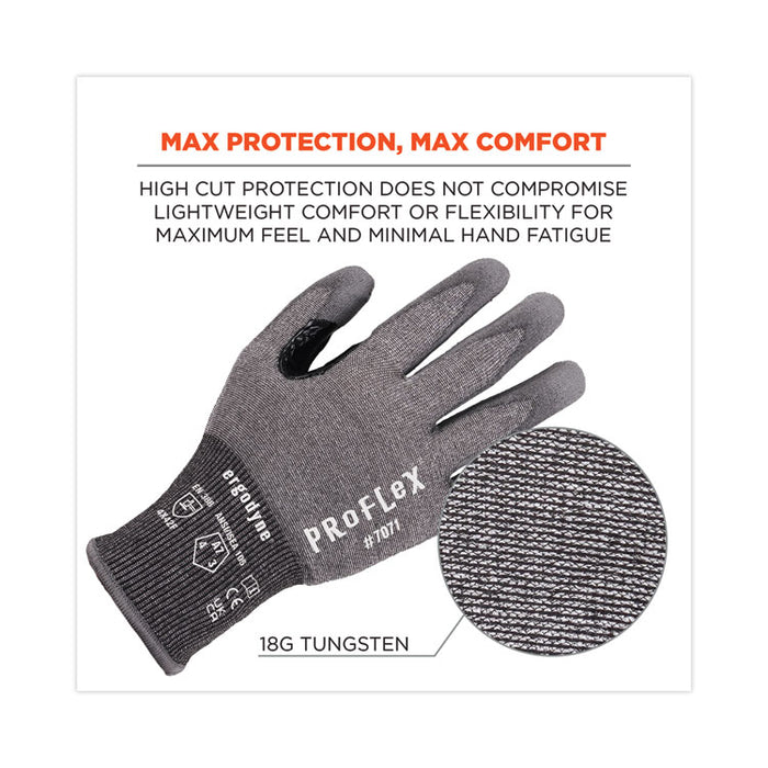 ProFlex 7071 ANSI A7 PU Coated CR Gloves, EN388: 4X42F, 9" Long, Medium, Gray, 12 Pairs