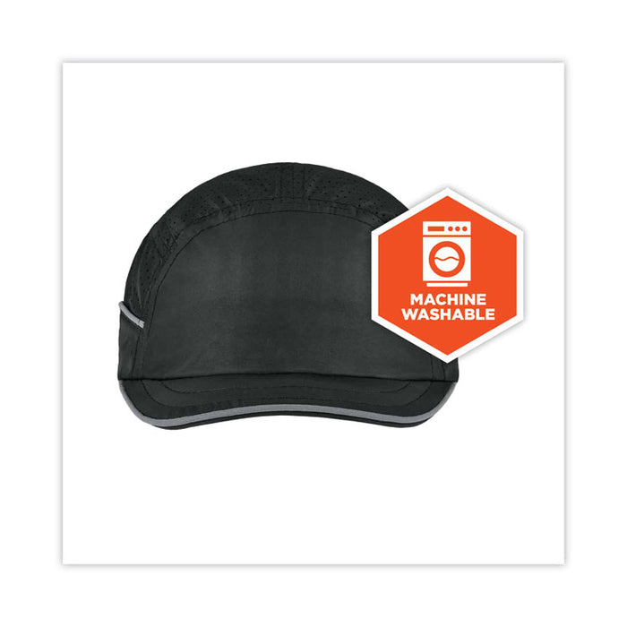 Skullerz 8955 Lightweight Bump Cap Hat, Micro Front Brim, XXX-Small to Large (Up to 7.5), 0.01" Insert, Black