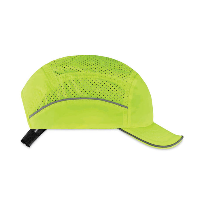 Skullerz 8955 Lightweight Bump Cap Hat, Short Front Brim, XXX-Small to Large (Up to 7.5), 0.01" Insert, Lime