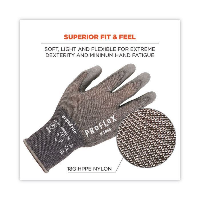 ProFlex 7044 ANSI A4 PU Coated CR Gloves, EN388: 4X42D, 9" Long, Large, Gray, 12 Pairs