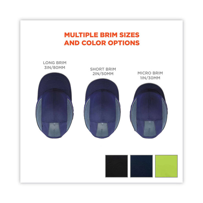 Skullerz 8950XL XL Bump Cap Hat, Long Front Brim, Large to XXX-Large (7.5 and Up), 0.01" Insert, Navy