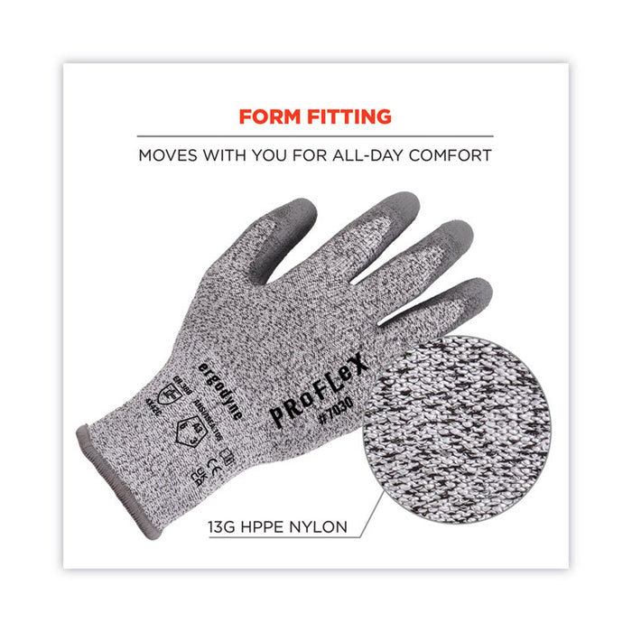 ProFlex 7030 ANSI A3 PU Coated CR Gloves, EN388: 4X42C, 9" Long, Large, Gray, Pair