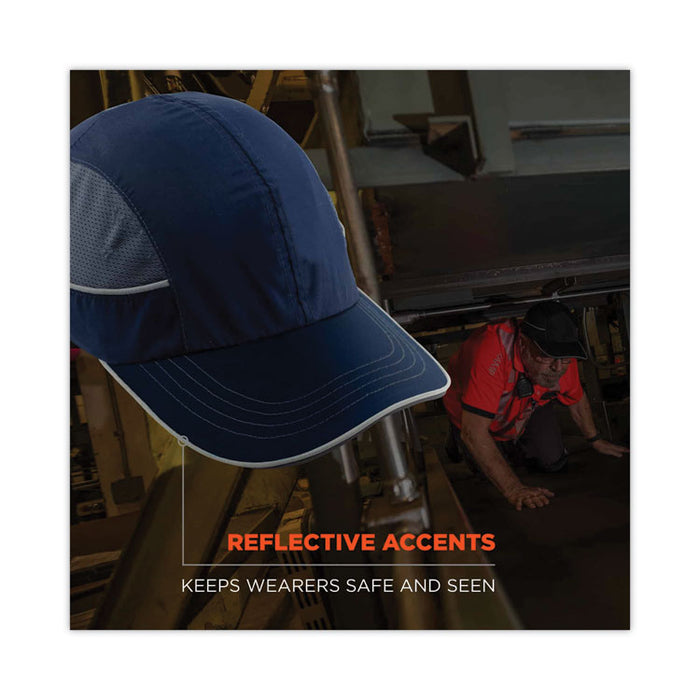 Skullerz 8950XL XL Bump Cap Hat, Long Front Brim, Large to XXX-Large (7.5 and Up), 0.01" Insert, Navy