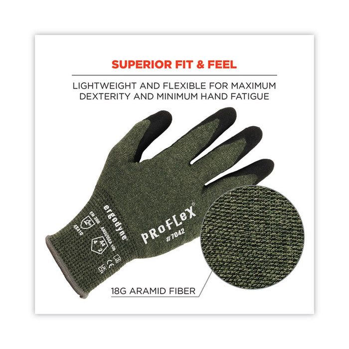ProFlex 7042 ANSI A4 Nitrile-Coated CR Gloves, EN388: 4X41D, 9" Long, Large, Green, Pair