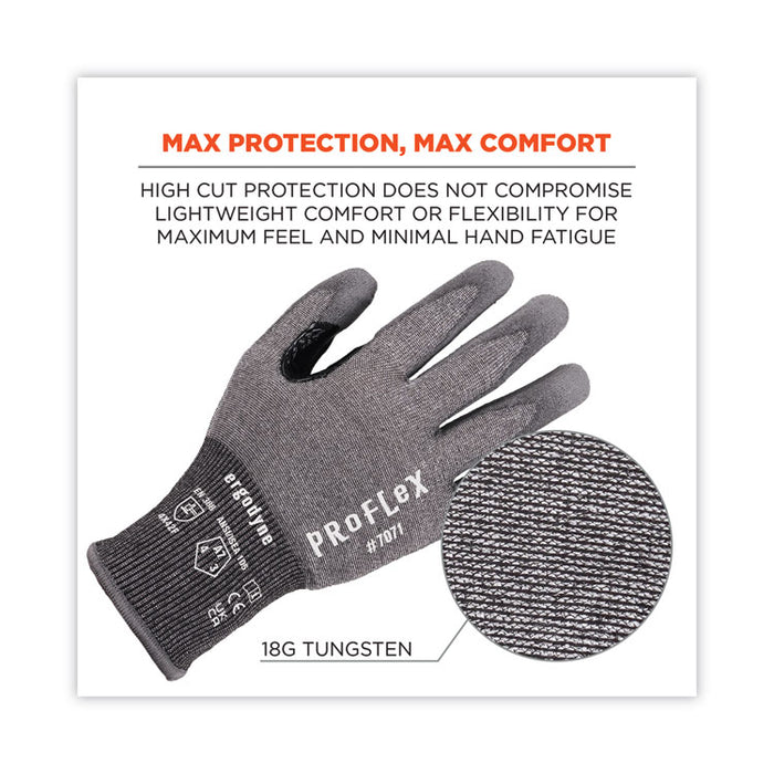 ProFlex 7071 ANSI A7 PU Coated CR Gloves, EN388: 4X42F, 9" Long, X-Large, Gray, Pair