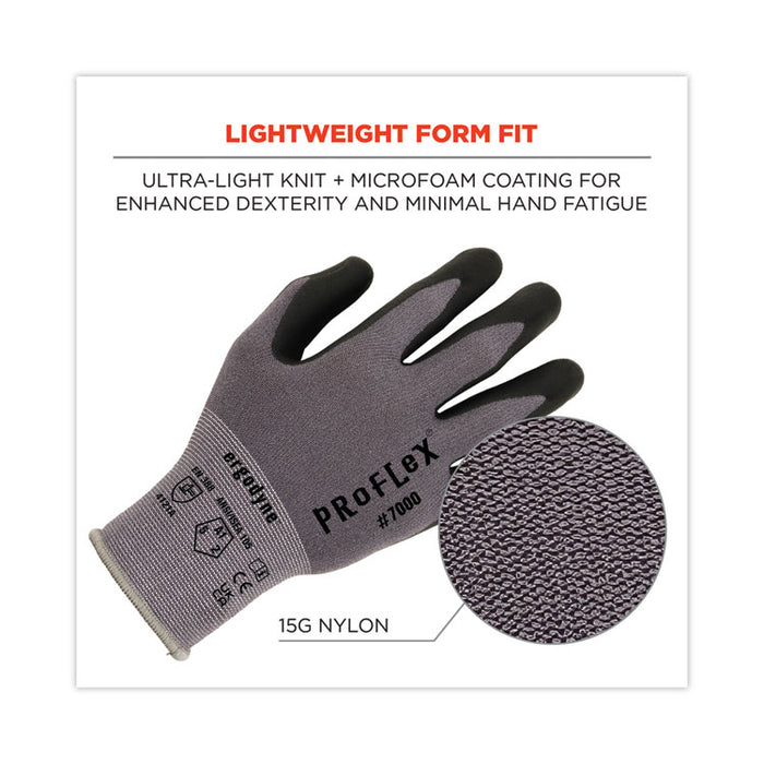 ProFlex 7000 Nitrile-Coated Gloves Microfoam Palm, EN388: 4121A, 9" Long, Large, Gray, 12 Pairs