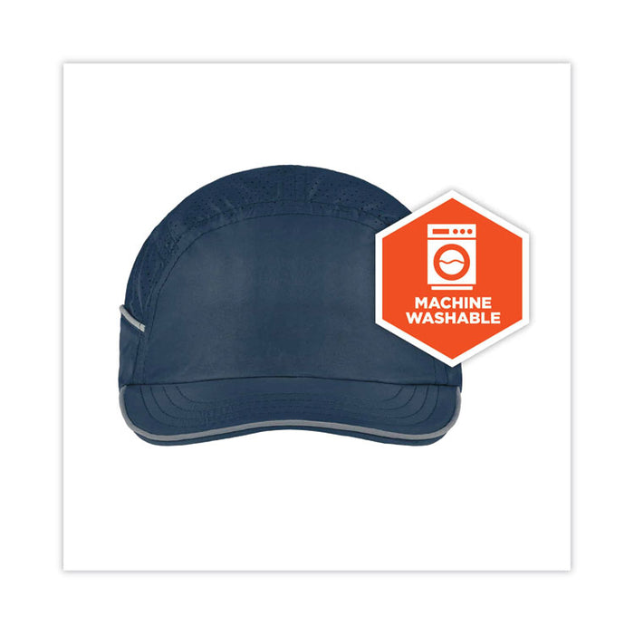 Skullerz 8955 Lightweight Bump Cap Hat, Short Front Brim, XXX-Small to Large (Up to 7.5), 0.01" Insert, Navy