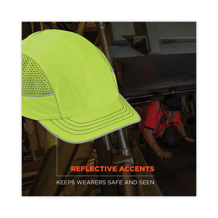 Skullerz 8950 Bump Cap, Short Front Brim, XXX-Small to Large (Up to 7.5), 0.01" Insert, Lime