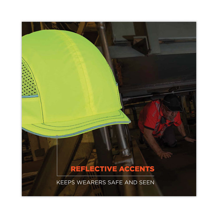 Skullerz 8950 Bump Cap, Micro Front Brim, XXX-Small to Large (Up to 7.5), 0.01" Insert, Lime