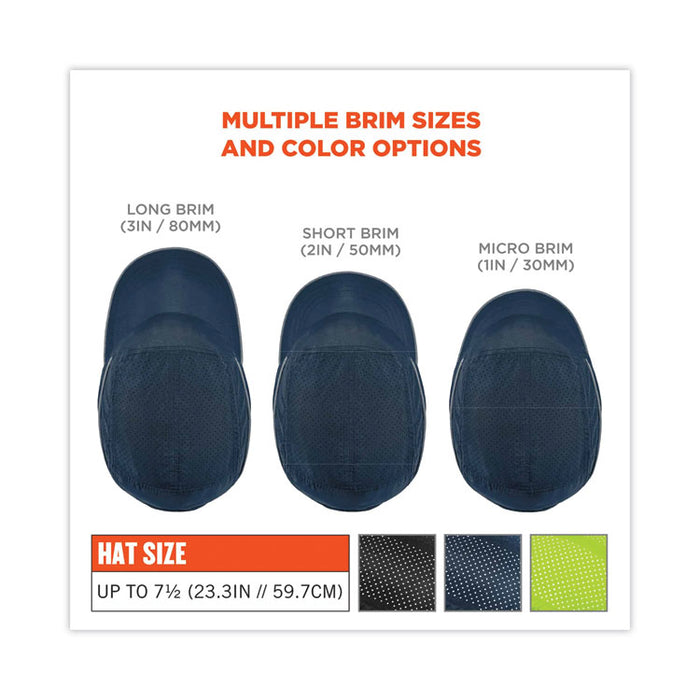 Skullerz 8955 Lightweight Bump Cap Hat, Micro Front Brim, XXX-Small to Large (Up to 7.5), 0.01" Insert, Navy