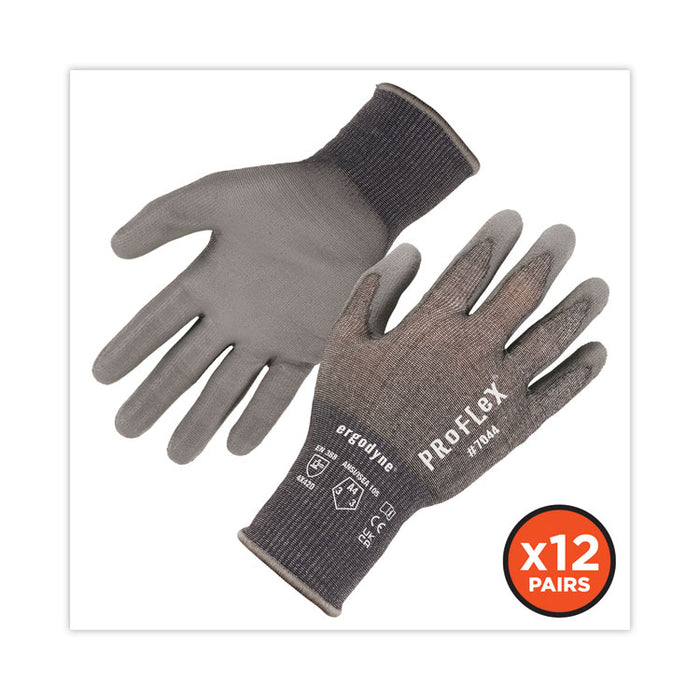 ProFlex 7044 ANSI A4 PU Coated CR Gloves, EN388: 4X42D, 9" Long, Large, Gray, 12 Pairs