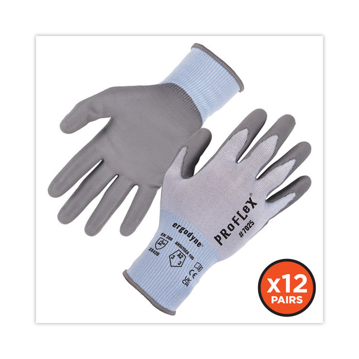 ProFlex 7025 ANSI A2 PU Coated CR Gloves, EN388: 2X42B, 9" Long, Small, Blue, 12 Pairs
