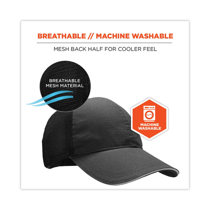 Skullerz 8946 Baseball Cap with Bump Cap Insert, Front Brim, One Size Fits Most, 0.01" Insert, Black