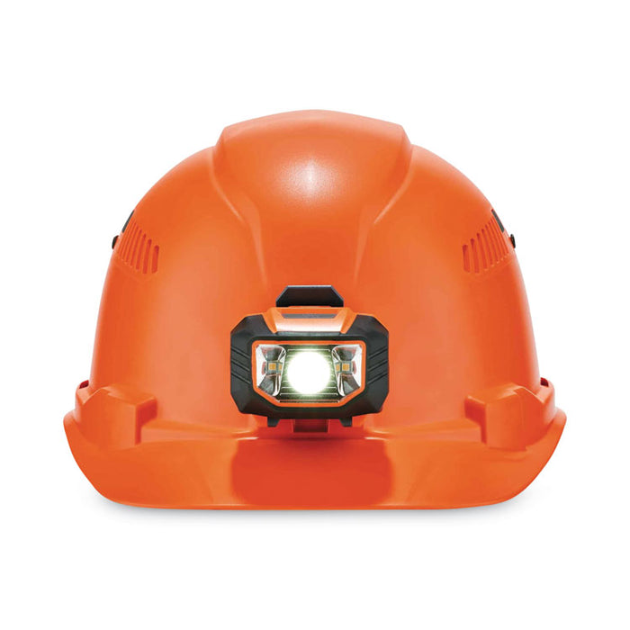 Skullerz 8972LED Class C Hard Hat Cap Style with LED Light, Vented, 4-Point Ratchet, One Size Fits Most (6.5 to 8), Orange