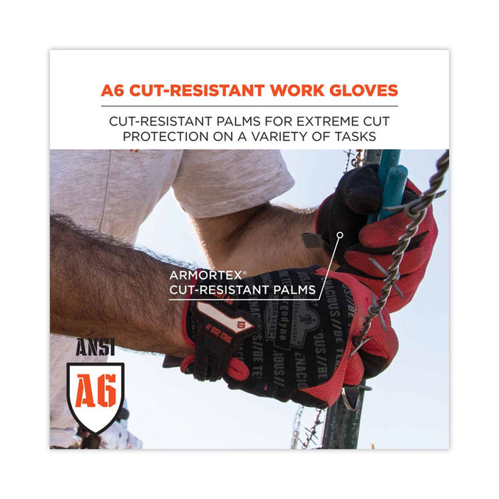 ProFlex 812CR6 ANSI A6 Utility and CR Gloves, EN388: 2543E, 9" Long, XX-Large, Black, Pair