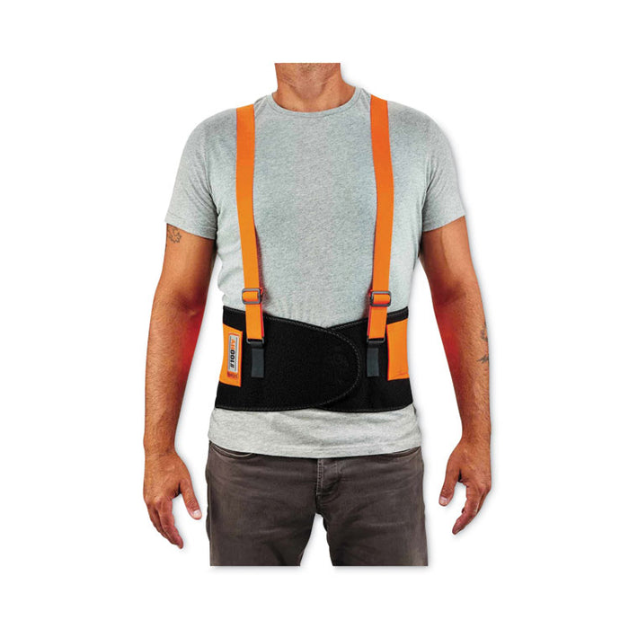 ProFlex 100HV Economy Hi-Vis Spandex Back Support Brace, X-Small, 20" to 25" Waist, Black/Orange
