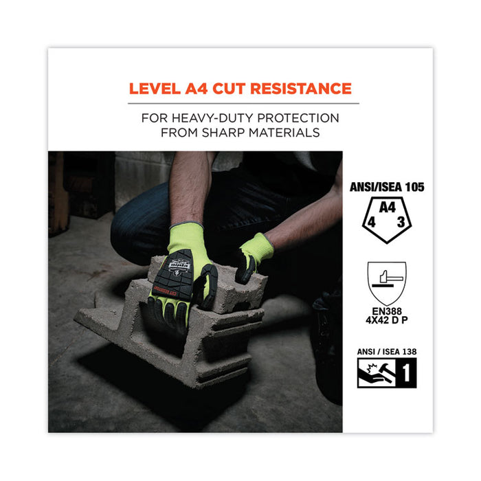 ProFlex 7141 ANSI A4 DIR Nitrile-Coated CR Gloves, EN388: 4X42DP, 9" Long, Small, Lime, Pair