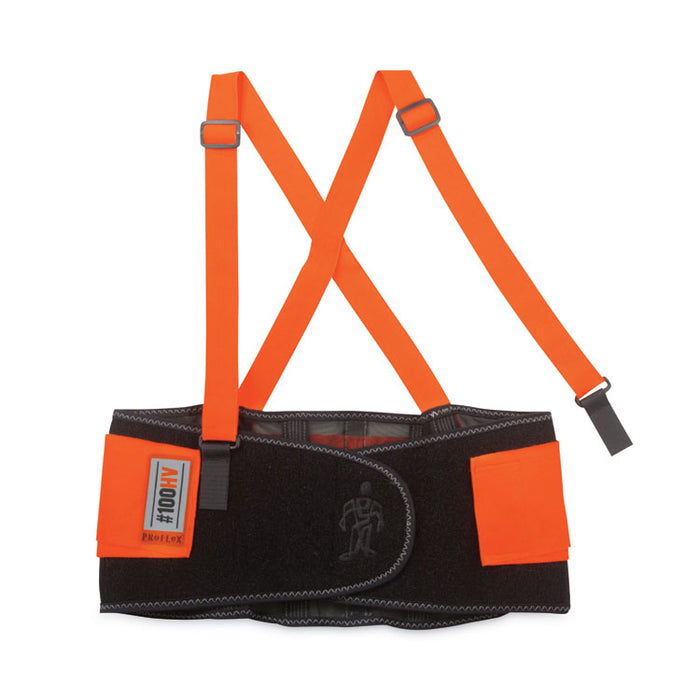 ProFlex 100HV Economy Hi-Vis Spandex Back Support Brace, X-Large, 38" to 42" Waist, Black/Orange