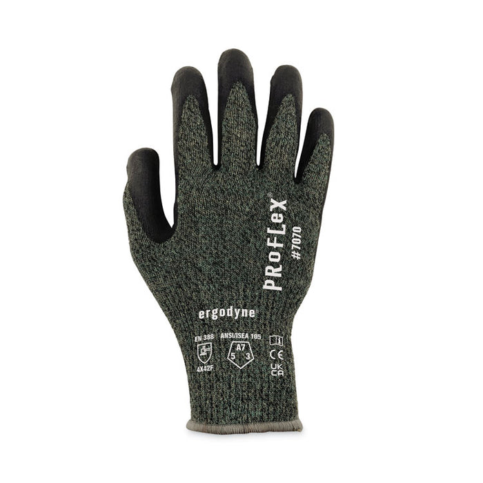 ProFlex 7070 ANSI A7 Nitrile Coated CR Gloves, EN388: 4X42F, 9" Long, Small, Green, Pair