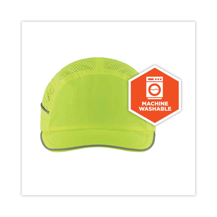 Skullerz 8955 Lightweight Bump Cap Hat, Short Front Brim, XXX-Small to Large (Up to 7.5), 0.01" Insert, Lime