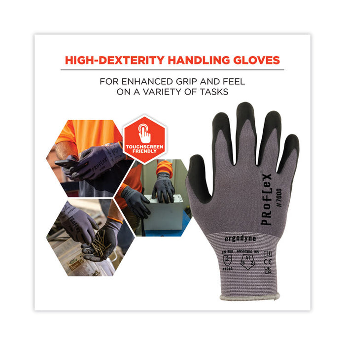 ProFlex 7000 Nitrile-Coated Gloves Microfoam Palm, EN388: 4121A, 9" Long, XX-Large, Gray, 12 Pairs